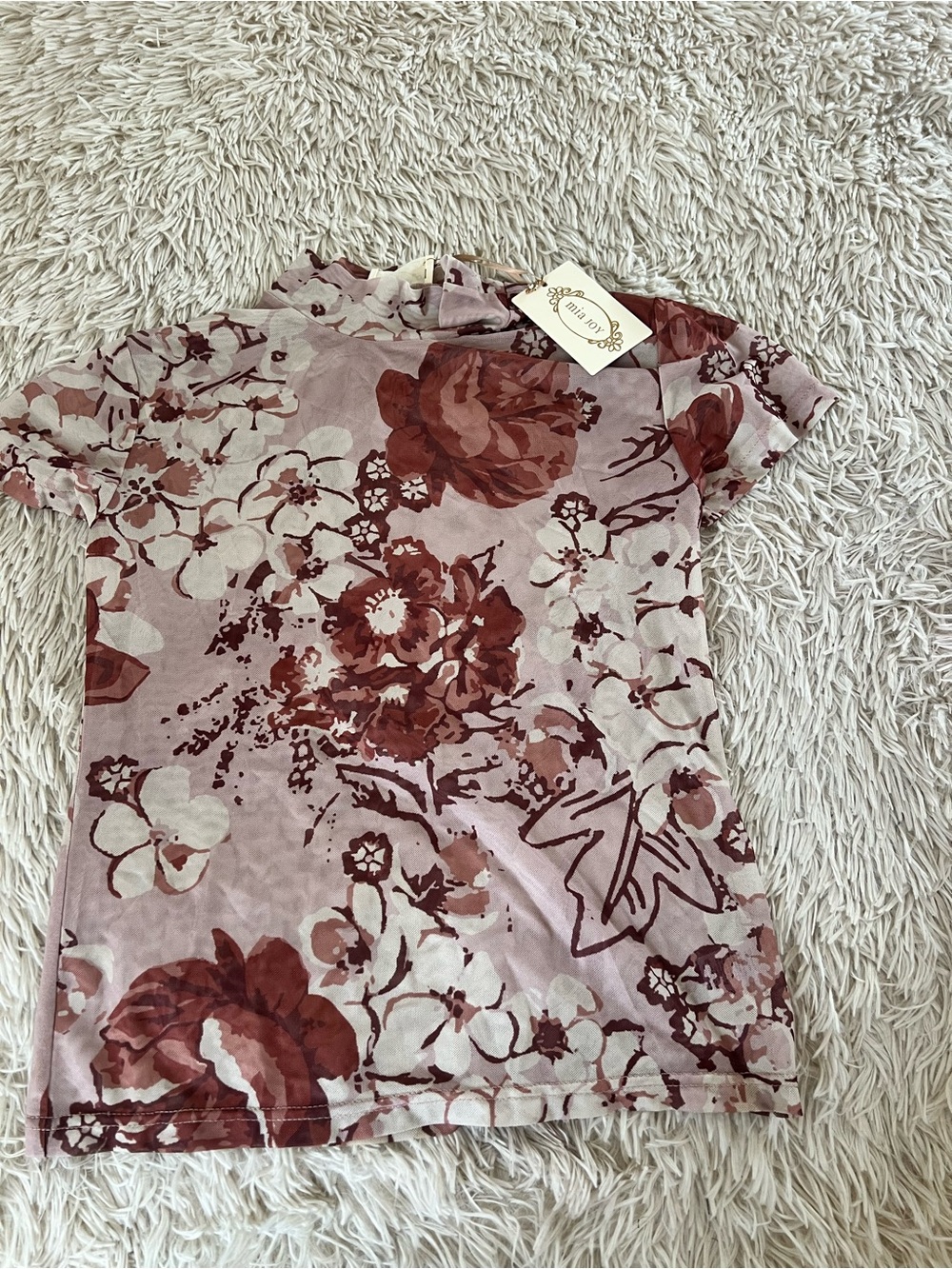 Joyfolie Mauve & Rose Floral Short Sleeve Top
